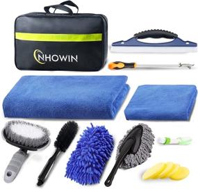 img 4 attached to 🚗 NHOWIN Car Detailing Wash Kit - Complete Car Cleaning Supplies and Interior Care Set with Microfiber Cleaning Towel, Car Wash Mitt, Duster, Squeegee, Tire Brush, Window Scraper & Stone Hook