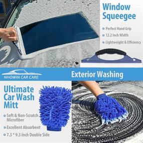 img 3 attached to 🚗 NHOWIN Car Detailing Wash Kit - Complete Car Cleaning Supplies and Interior Care Set with Microfiber Cleaning Towel, Car Wash Mitt, Duster, Squeegee, Tire Brush, Window Scraper & Stone Hook