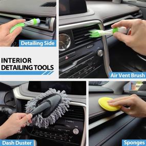 img 1 attached to 🚗 NHOWIN Car Detailing Wash Kit - Complete Car Cleaning Supplies and Interior Care Set with Microfiber Cleaning Towel, Car Wash Mitt, Duster, Squeegee, Tire Brush, Window Scraper & Stone Hook
