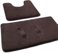 soft & non-slip feelso memory foam 2-piece bath mat set - 20x31 inches floor mat + u-shaped contour rug for tub shower & bath room, brown логотип