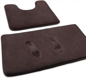 img 4 attached to Soft & Non-Slip FEELSO Memory Foam 2-Piece Bath Mat Set - 20X31 Inches Floor Mat + U-Shaped Contour Rug For Tub Shower & Bath Room, Brown