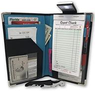 blue waitress server book with 10 pockets, wine opener, and flashlight - ideal organizer for restaurant staff to hold receipts, money, guest checks, and pens логотип