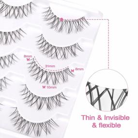 img 3 attached to 5 Pairs Natural Wispy False Eyelashes For Almond Shaped Hooded Eyes - Newcally Lashes Clear Lash Band Asian Fake Eye Lashes Pack