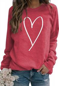 img 4 attached to Plus Size YMING Women'S Heart Print Sweatshirt For Fall - Casual Long Sleeve Pullover With Crew Neck, Perfect For Valentine'S Day And Any Occasion
