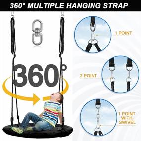 img 2 attached to Odoland 30In Kid Tree Swing: 900D Waterproof Oxford Platform For 2-3 Kids, Outdoor Adjustable Ropes & Backyard Round Flying Fun!
