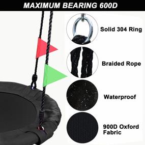 img 3 attached to Odoland 30In Kid Tree Swing: 900D Waterproof Oxford Platform For 2-3 Kids, Outdoor Adjustable Ropes & Backyard Round Flying Fun!