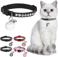 dillybud leather personalized breakaway cat collar: studded bell, safety release, & diy id options logo