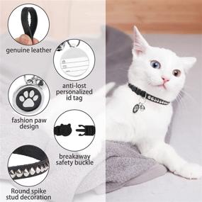 img 3 attached to DILLYBUD Leather Personalized Breakaway Cat Collar: Studded Bell, Safety Release, & DIY ID Options