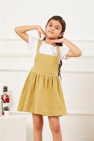 img 3 attached to 👗 YOBECHO Baby Girls Adjustable Strap Suspender Overall Dress: Stylish Cotton Square Neck Casual Dresses for 5-14 Years