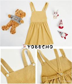 img 1 attached to 👗 YOBECHO Baby Girls Adjustable Strap Suspender Overall Dress: Stylish Cotton Square Neck Casual Dresses for 5-14 Years