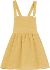 img 4 attached to 👗 YOBECHO Baby Girls Adjustable Strap Suspender Overall Dress: Stylish Cotton Square Neck Casual Dresses for 5-14 Years