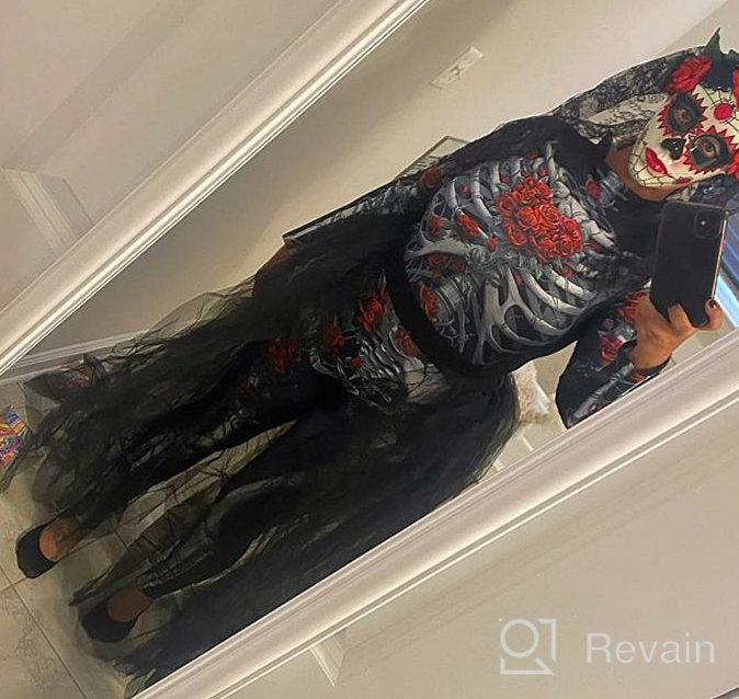 img 1 attached to Spooky Chic: Fixmatti Women'S Long Sleeve Skull Print Jumpsuit For Halloween Parties review by Demetrio Lowe