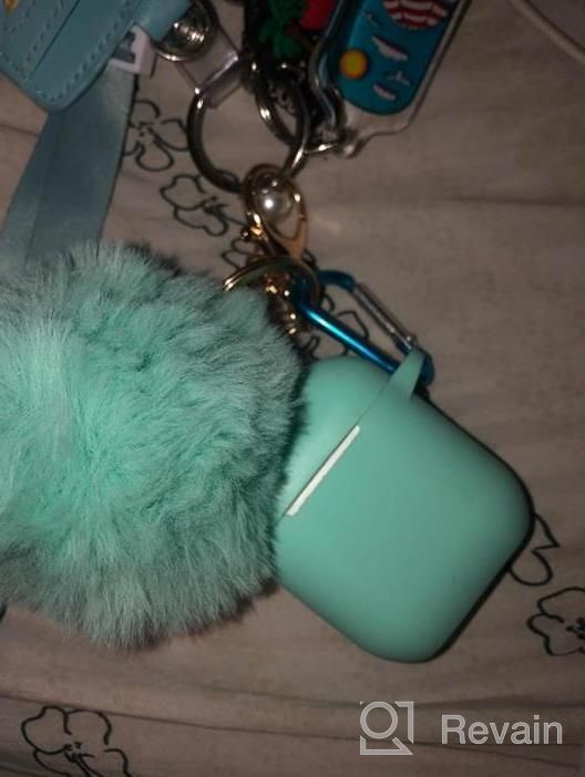 img 1 attached to PINOWU Earphone Silicone Case Cover Skin With Fur Ball Key Chain And Locking Carabiner Compatible With AirPods Charing Case - Hang Case Cover With Anti-Lost Strap As Headphone Accessories (Gray) review by Chris Pettway