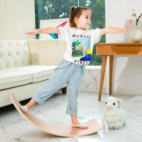 img 4 attached to HAJACK 35 Inch Wooden Balance Board Wobbel Curvy Rocker Board For Kids & Adults - Body Training, Exercise, Physical Therapy Toy For Home & Classroom