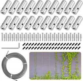img 4 attached to BEAMNOVA Wall Wire Trellis Kit For Climbing Plants - 30M 98.43Ft X 1/8In Metal Ropes, Green Wall Stainless Steel Hubs (20 Sets)