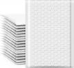 100 pack fuxury white bubble mailers, 4x8 inch padded envelopes for shipping, self seal waterproof bubble envelopes, ideal packaging bags for small business, boutique and bulk, #000 size logo