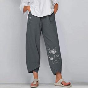 img 3 attached to Women'S Boho Hippie Linen Printing Cropped Pants Summer Casual Work Stretch Capris A5125