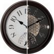 farmhouse series indoor/outdoor wall clock with thermometer and weather thermometer - oil rubbed bronze finish and warm luminous light by presentime & co 14 logo
