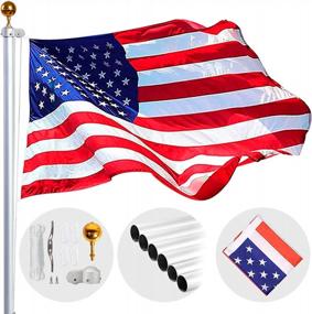 img 4 attached to Upgrade Your Outdoor Space With A 20FT Sectional Flag Pole Kit - Durable 16 Gauge Aluminum Flagpole Kit With Metal Hardware & US Flag For Residential Or Commercial Use In Ground (Silver)