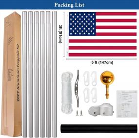 img 1 attached to Upgrade Your Outdoor Space With A 20FT Sectional Flag Pole Kit - Durable 16 Gauge Aluminum Flagpole Kit With Metal Hardware & US Flag For Residential Or Commercial Use In Ground (Silver)
