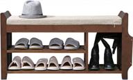 organize your shoes in style with nnewvante large bamboo shoe bench rack and storage basket - perfect entryway, hallway, living room or bathroom storage solution логотип