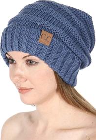img 3 attached to Warm And Stylish CC Women'S Slouchy Knit Beanie With Cable Detail - Perfect Winter Chunky Hat