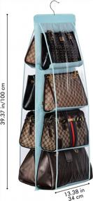img 2 attached to Light Blue Lirex 8 Pocket Handbag Hanging Organizer: Universal Fit For Family Closet & Bedroom Storage!