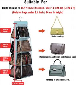 img 3 attached to Light Blue Lirex 8 Pocket Handbag Hanging Organizer: Universal Fit For Family Closet & Bedroom Storage!