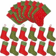 24 pcs 9 inches felt christmas mini stockings snowflake printed gift card silverware holders bulk treats for neighbors coworkers kids small rustic red xmas tree decorations set логотип