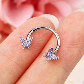 img 2 attached to JEWSEEN 16G Septum Ring, Horseshoe Hoop Earring, Cartilage Earring Hoop, Nose Ring Hoop, Butterfly Captive Bead Rings, Tragus, Daith, Rook, Helix Piercing Body Jewelry For Enhanced SEO Performance