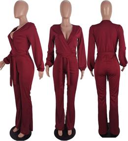 img 2 attached to 👗 Stylish and Trendy OLUOLIN Jumpsuits Rompers Bottom Flared Women's Clothing: Discover a Fashionable Collection of Jumpsuits, Rompers & Overalls