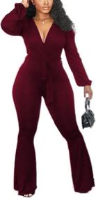 img 4 attached to 👗 Stylish and Trendy OLUOLIN Jumpsuits Rompers Bottom Flared Women's Clothing: Discover a Fashionable Collection of Jumpsuits, Rompers & Overalls