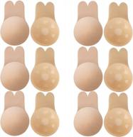 6 pairs adhesive bra invisible strapless backless reusable nipple covers for women - one sing sticky pasties logo