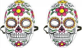 img 4 attached to Colorful 2-Piece Day Of The Dead Masks By Beistle For Festive Celebrations