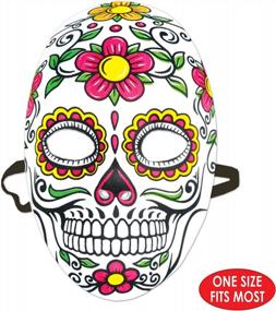 img 3 attached to Colorful 2-Piece Day Of The Dead Masks By Beistle For Festive Celebrations