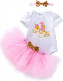 img 4 attached to Baby Girl Birthday Outfit Set Birthday Shirt With Lace Tutu Skirt And Headband