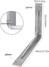 img 3 attached to YUMORE Stainless Steel Wall-Mounted Shelf Brackets, Heavy Duty And 1/5IN Extra Thick, 16X10X2 In, Includes Hardware - Pack Of 2