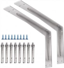 img 4 attached to YUMORE Stainless Steel Wall-Mounted Shelf Brackets, Heavy Duty And 1/5IN Extra Thick, 16X10X2 In, Includes Hardware - Pack Of 2