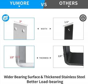 img 2 attached to YUMORE Stainless Steel Wall-Mounted Shelf Brackets, Heavy Duty And 1/5IN Extra Thick, 16X10X2 In, Includes Hardware - Pack Of 2