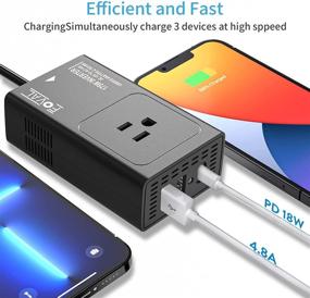 img 2 attached to FOVAL 175W Car Power Inverter with [18W PD USB-C] and Dual 4.8A USB Car Charger for Laptop - DC 12V to 110V AC Car Inverter