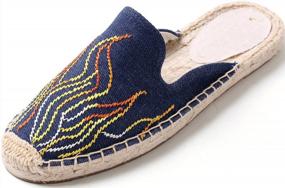img 4 attached to Women'S Stylish Embroidery Espadrilles Mule - U-Lite Fancy Flats