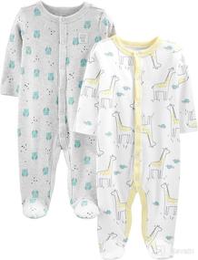 img 2 attached to 👶 Simple Joys by Carter's: 2-Pack Unisex Cotton Footed Sleep and Play for Babies