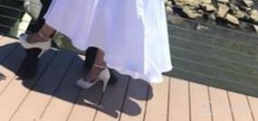 img 7 attached to Женские туфли на свадьбу с открытыми пальцами, платформой, стразами и боковыми отверстиями из атласа