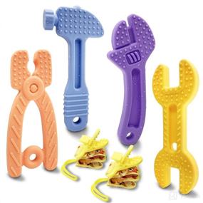 img 4 attached to 🧒 Silicone Teething Toys for Babies 0-6 Months & 6-12 Months - Hammer, Wrench, Spanner, Pliers Shape Teether!