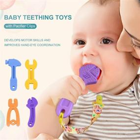 img 2 attached to 🧒 Silicone Teething Toys for Babies 0-6 Months & 6-12 Months - Hammer, Wrench, Spanner, Pliers Shape Teether!