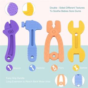 img 1 attached to 🧒 Silicone Teething Toys for Babies 0-6 Months & 6-12 Months - Hammer, Wrench, Spanner, Pliers Shape Teether!