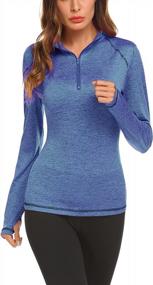 img 3 attached to Pinspark Women'S 1/4 Zip Long Sleeve Pullover Running Shirt Thumb Hole Yoga Top Workout Hiking S-XXL