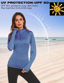 img 2 attached to Pinspark Women'S 1/4 Zip Long Sleeve Pullover Running Shirt Thumb Hole Yoga Top Workout Hiking S-XXL
