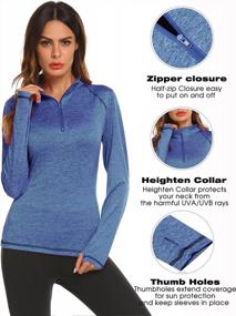 img 1 attached to Pinspark Women'S 1/4 Zip Long Sleeve Pullover Running Shirt Thumb Hole Yoga Top Workout Hiking S-XXL
