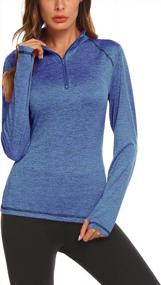 img 4 attached to Pinspark Women'S 1/4 Zip Long Sleeve Pullover Running Shirt Thumb Hole Yoga Top Workout Hiking S-XXL